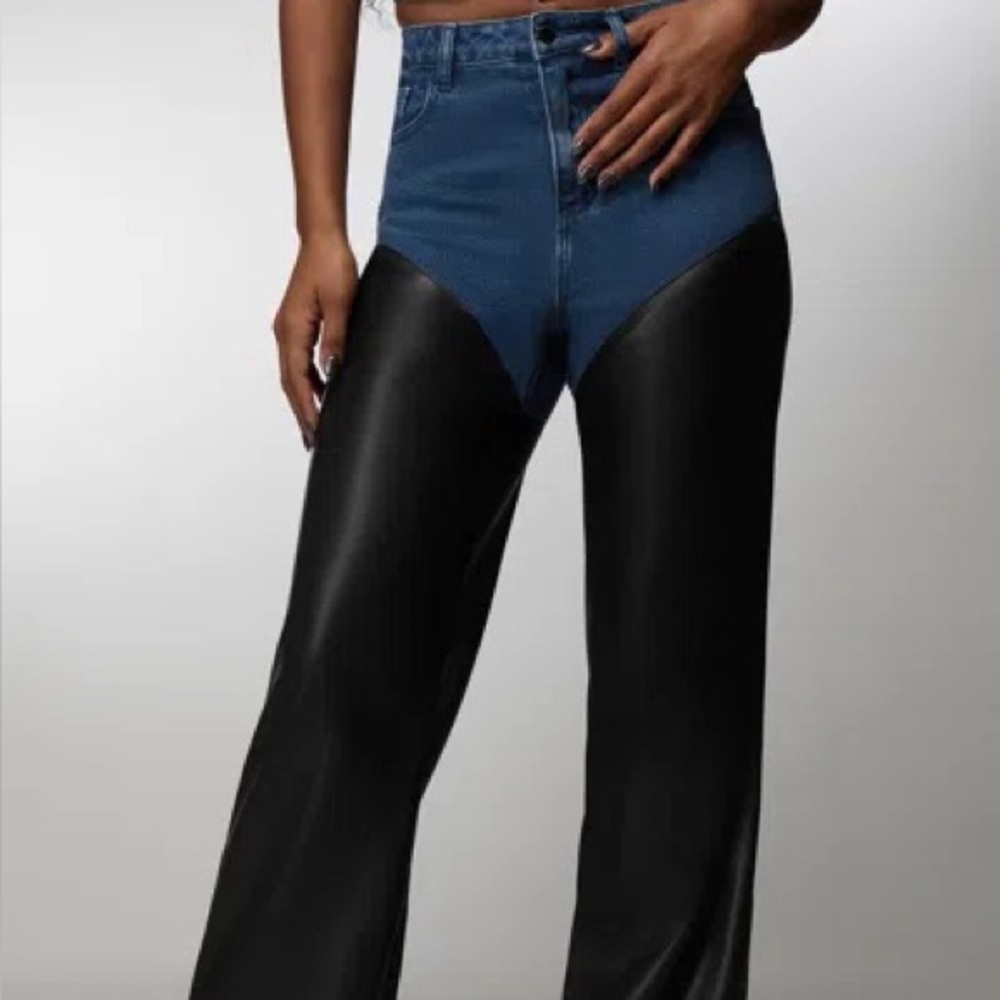 bebe Blue and Black Flare Jeans